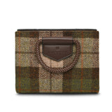 Torebka damska w kratkę z Harris Tweed i skóry ekologicznej Arran - brązowa