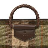 Torebka damska w kratkę z Harris Tweed i skóry ekologicznej Arran - brązowa