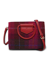 Torebka damska z Harris Tweed i skóry ekologicznej Arran - czerwona