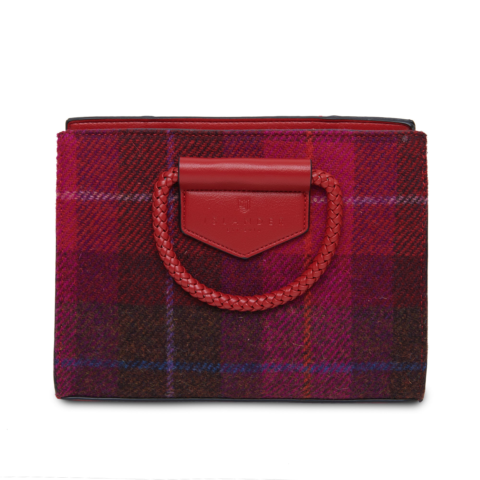 Torebka damska z Harris Tweed i skóry ekologicznej Arran - czerwona
