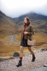 Beżowa torebka Ellon z Harris Tweedu i skóry w pepitkę