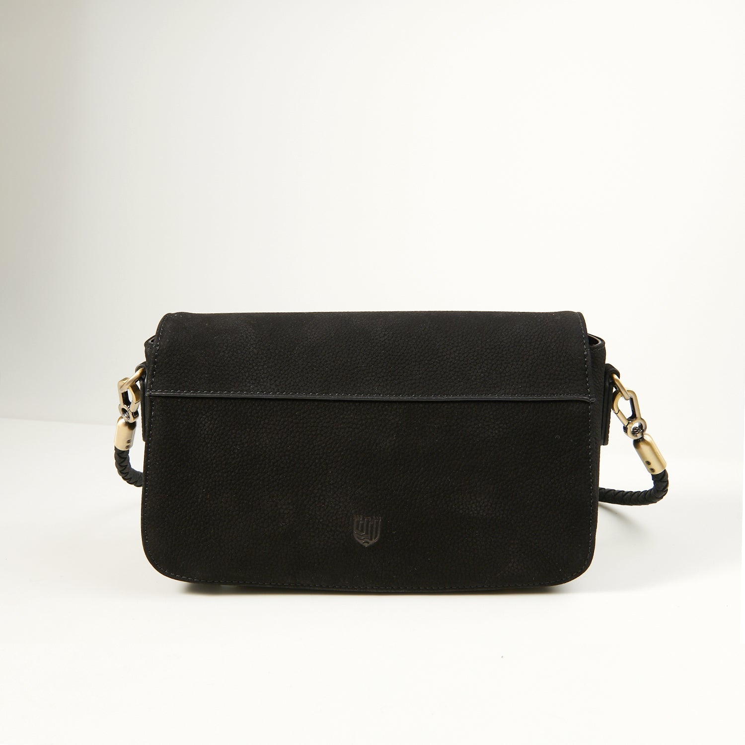 Torebka Caithness Clutch z Harris Tweedu i skóry w kratkę - czarna