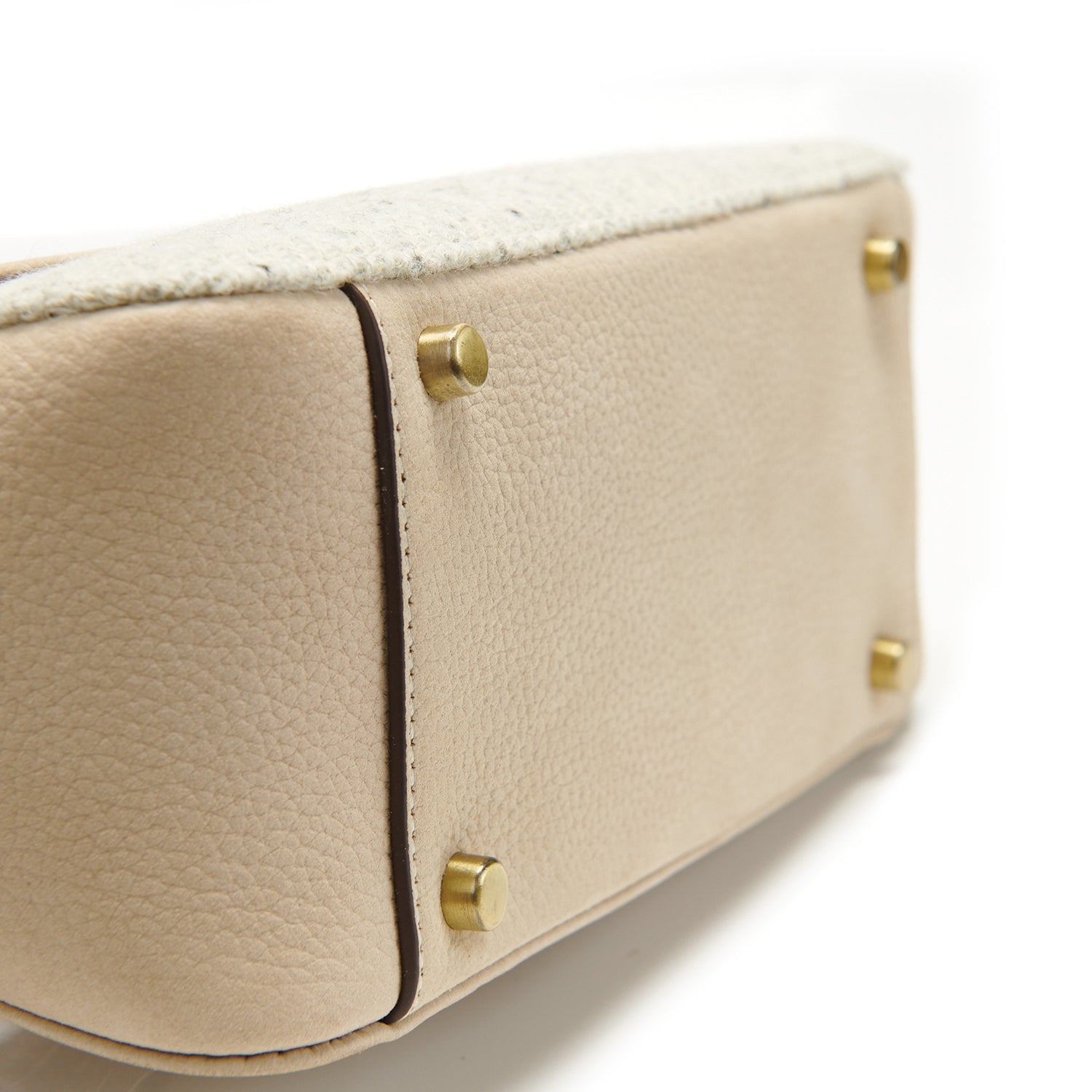 Beżowa torebka Caithness Clutch z Harris Tweedu i skóry