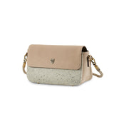 Beżowa torebka Caithness Clutch z Harris Tweedu i skóry