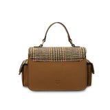 Torebka Crossbody z Harris Tweedu i skóry w kratkę - brązowa w pepitkę