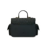 Torebka Crossbody z Harris Tweedu i skóry w jodełkę - czarna