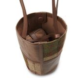 Brązowa torebka Orlagh z Harris Tweedu i skóry w kratkę