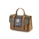 Torebka z Harris Tweedu i skóry w brązowo i niebieską kratkę