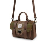 Torebka z Harris Tweedu i skóry w kratkę - brązowa