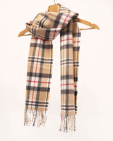 Szalik z wełny merino z tartanem Classic Camel
