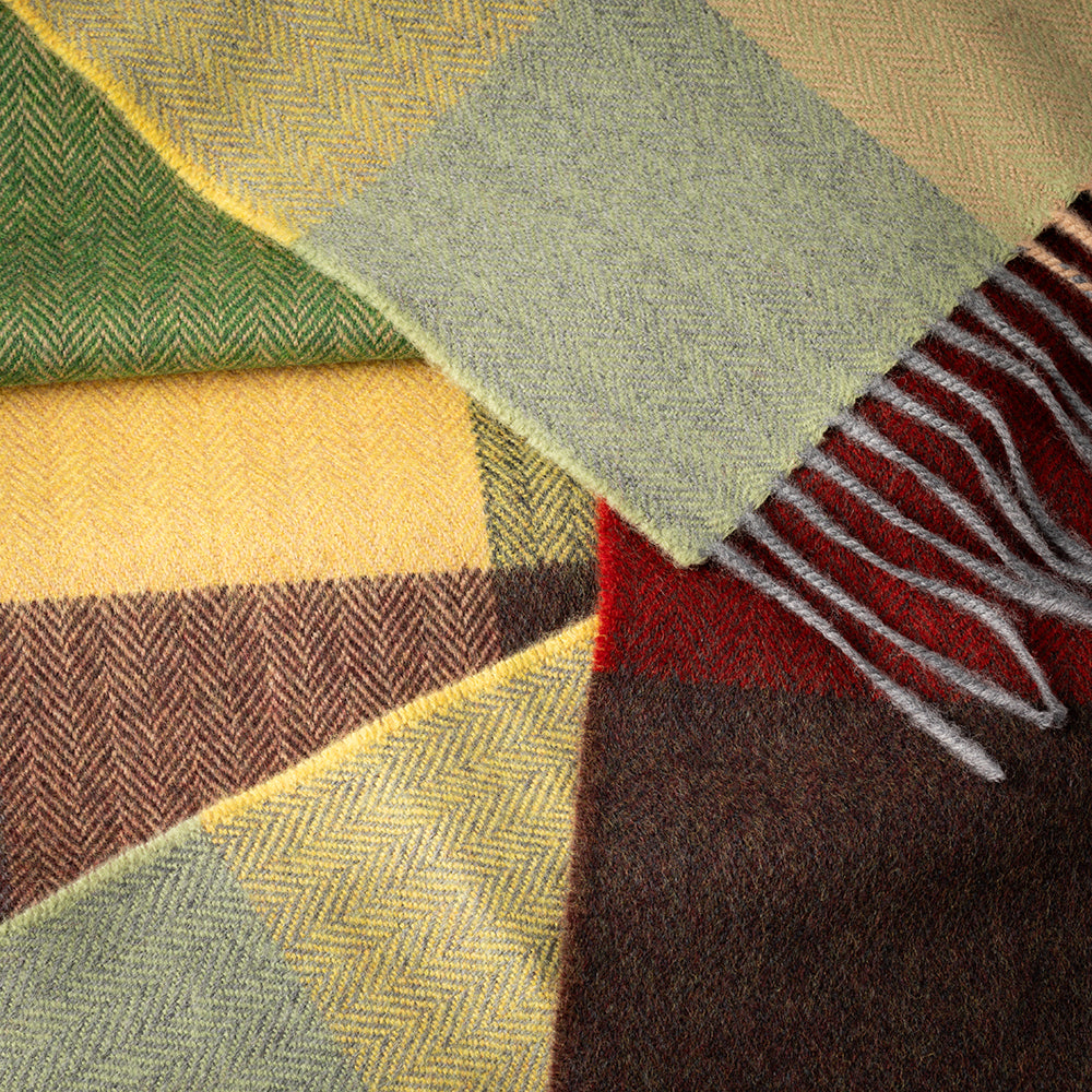 Szalik z wełny merino w kratkę - jesienny blask