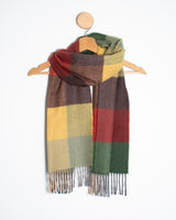 Szalik z wełny merino w kratkę - jesienny blask