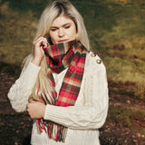 Szalik z wełny jagnięcej w kratkę Highland Check