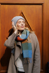 Szalik z wełny jagnięcej w kratkę - Zimowy Poranek