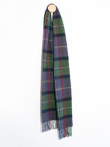 Zielono-purpurowy szalik z wełny jagnięcej w kratkę