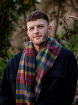 Szalik z wełny jagnięcej w kratkę - Leśne Tonacje