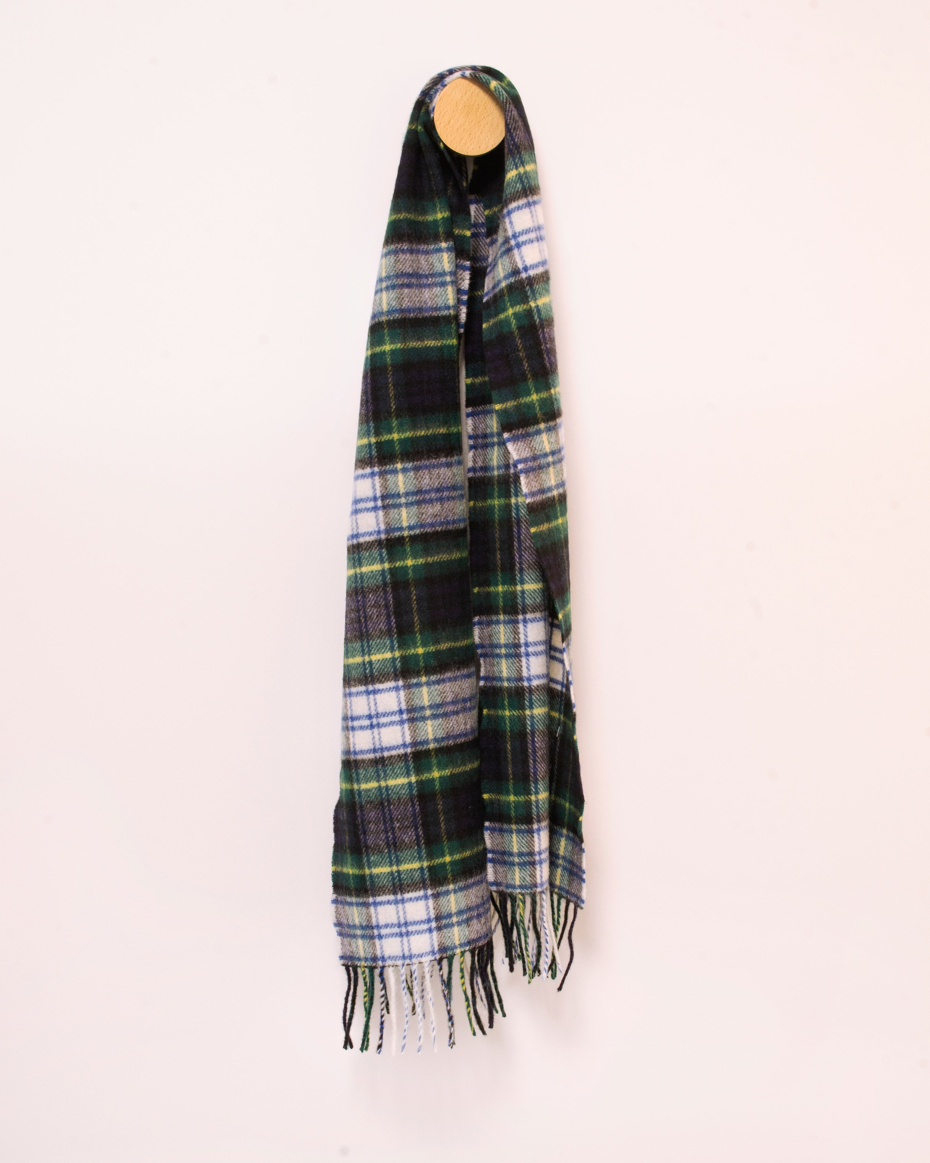 Krótki szalik z wełny jagnięcej z tartanem Dress Gordon, 30x150cm