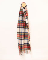 krótki szalik dress stewart tartan, kratka w kolorach białym, czerwonym, zielony, czarnym, żółtym