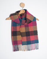Kolorowy szalik z kaszmiru i wełny merino w kratkę