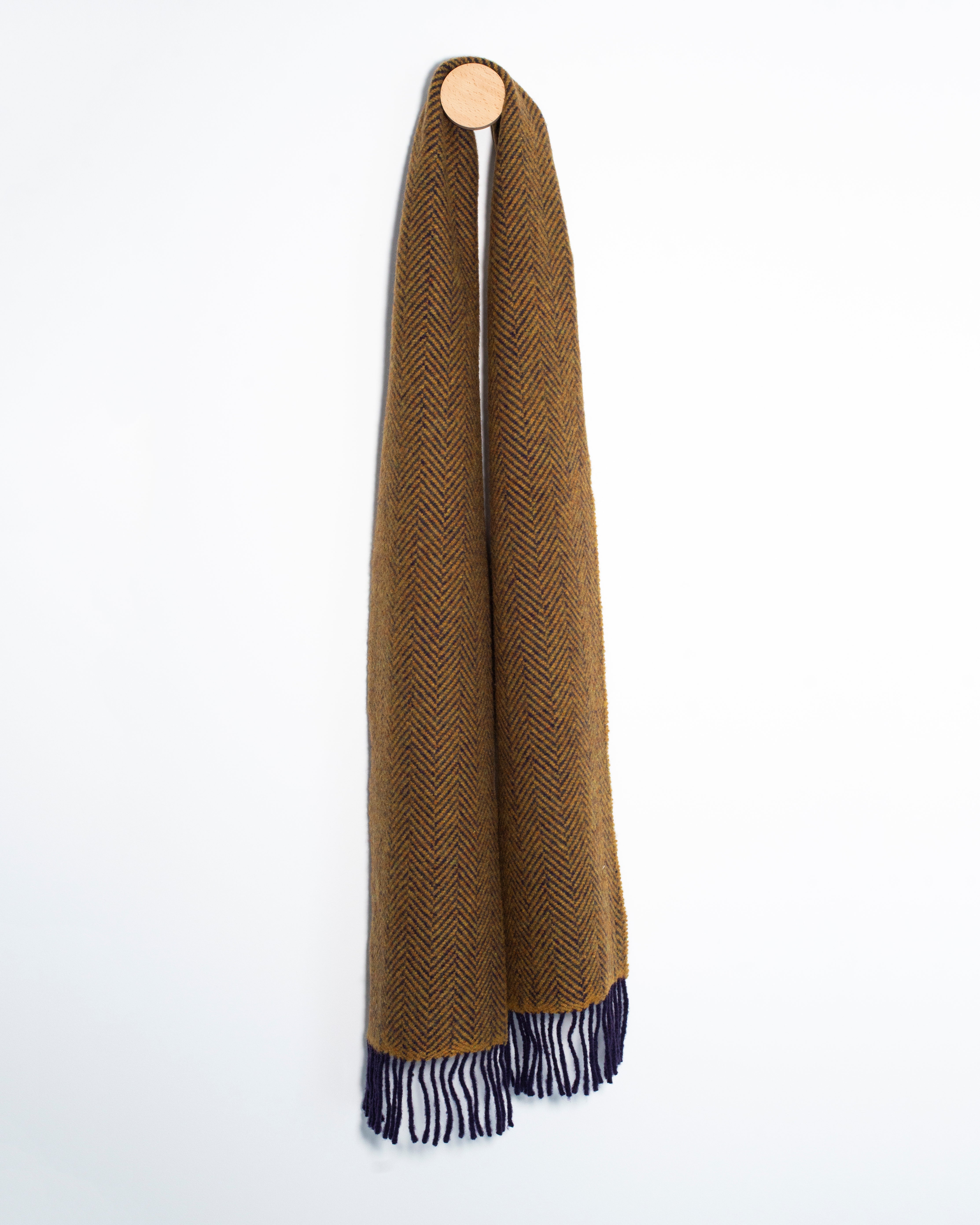 Musztardowy szalik z kaszmiru i wełny merino