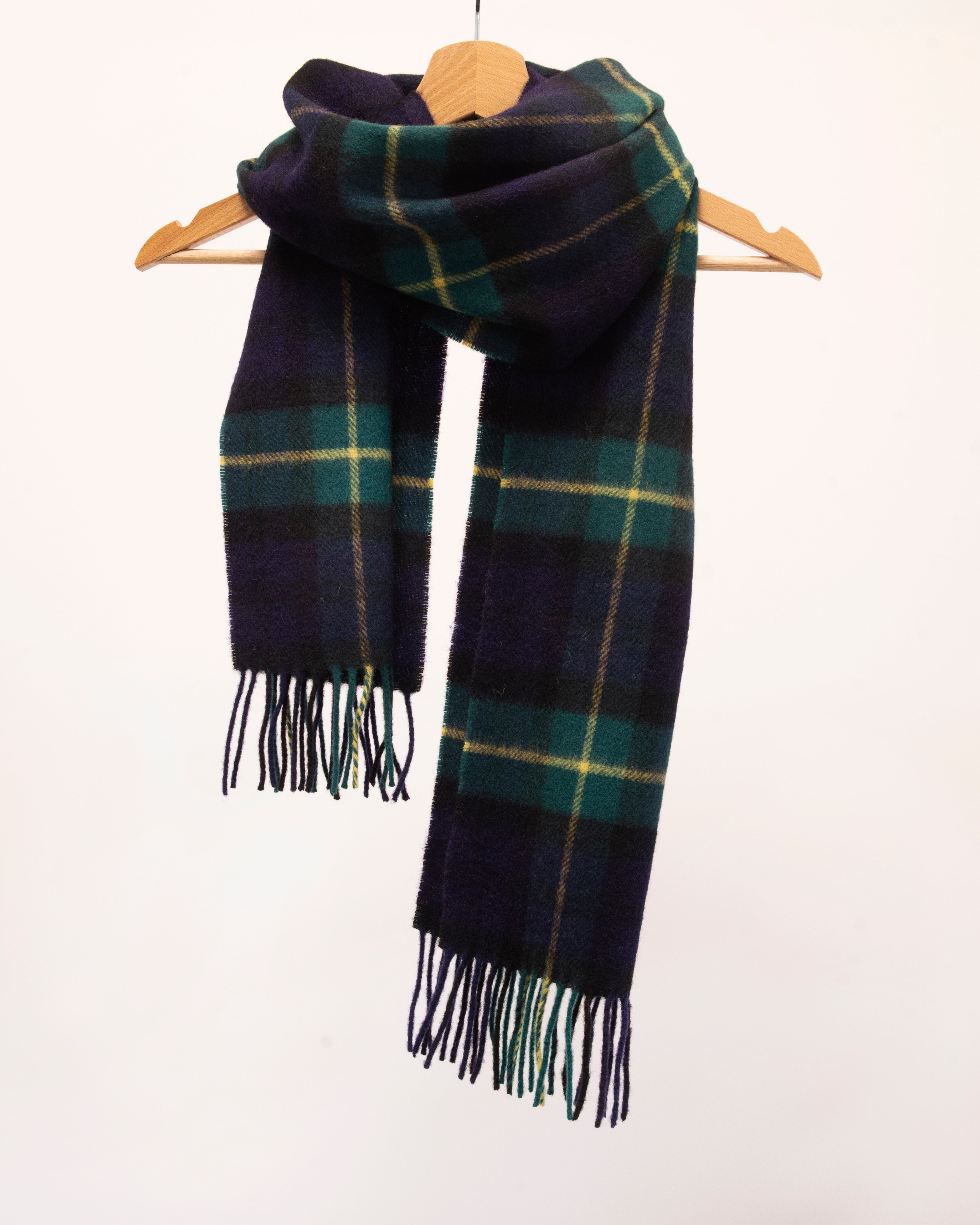 Szalik z wełny jagnięcej z tartanem Navy Green
