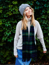 Szalik z wełny jagnięcej z tartanem Navy Green