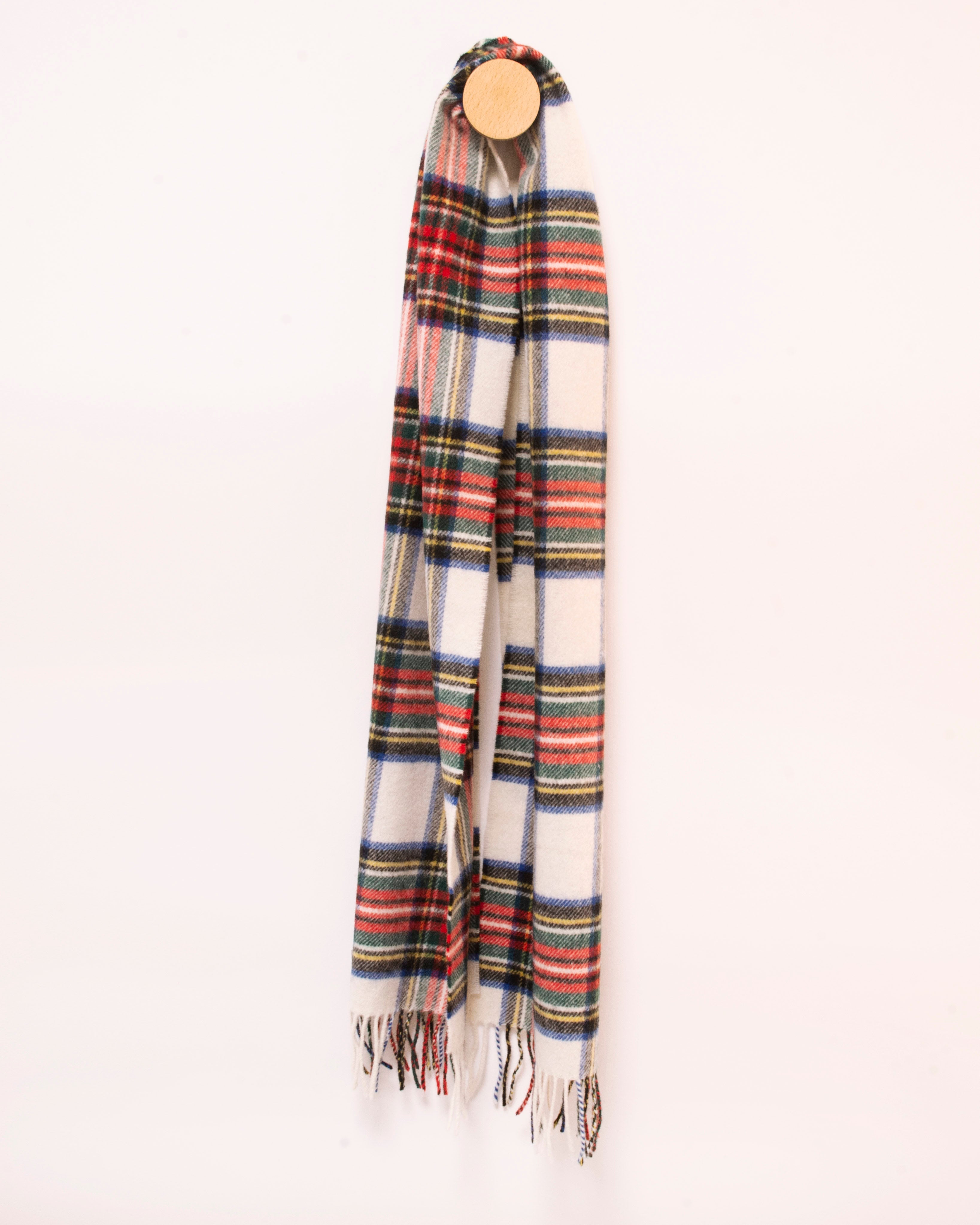 Szalik z wełny jagnięcej Dress Stewart tartan, z frędzlami 30x180cm