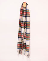Szalik z wełny jagnięcej Dress Stewart tartan, z frędzlami 30x180cm