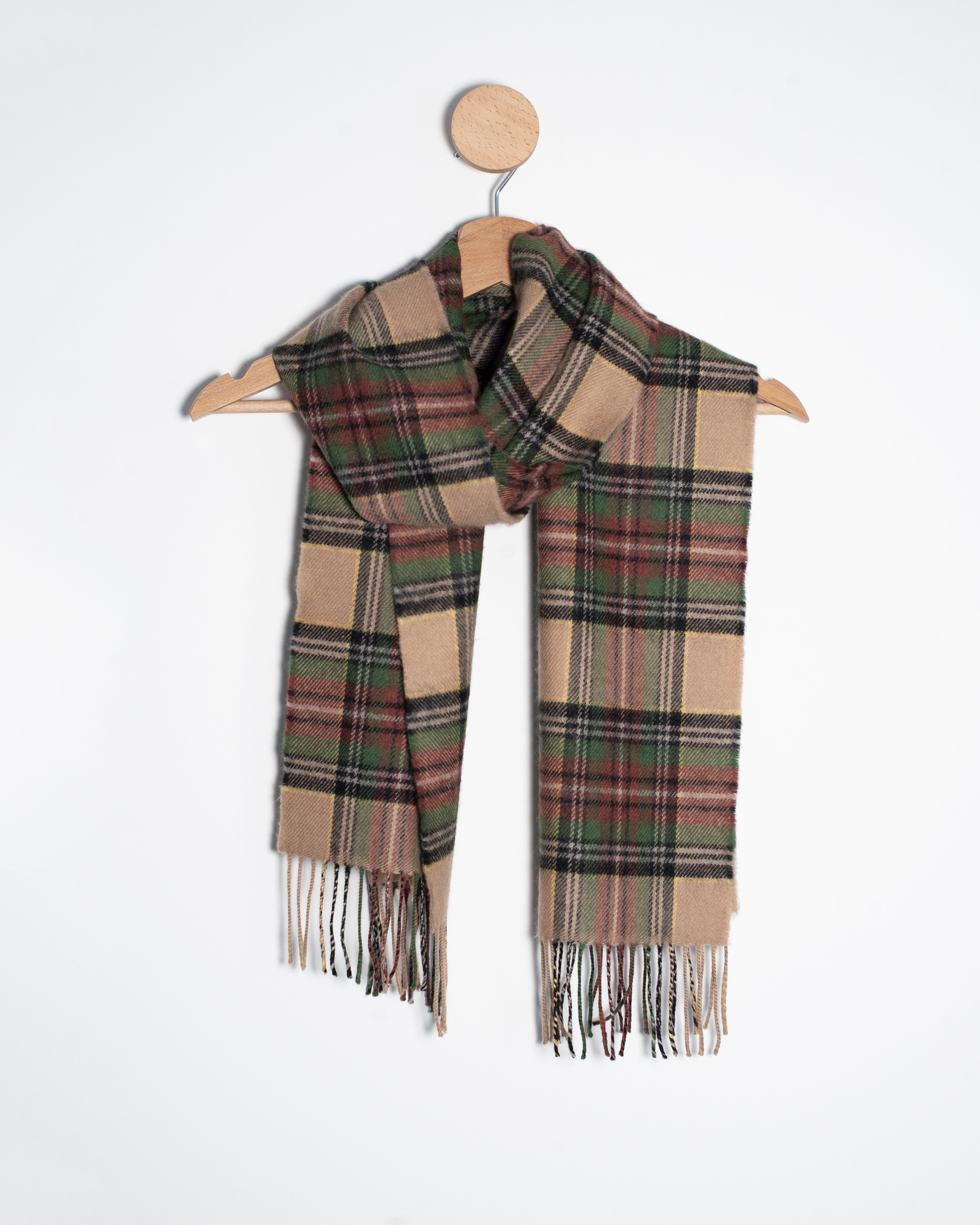Szalik z wełny merino w kratę – leśna polana