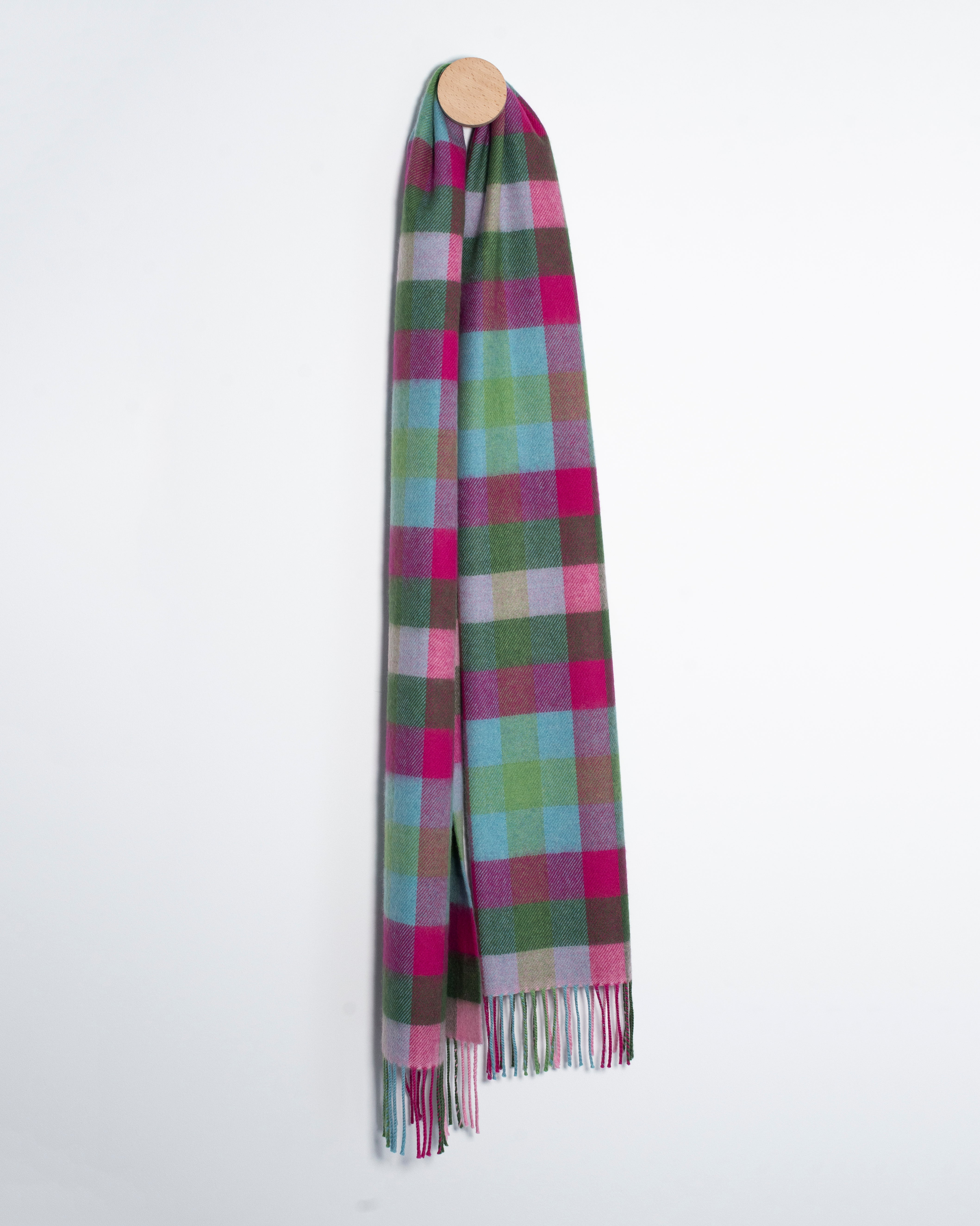 Szalik z wełny merino w kratkę - mozaika