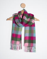 Szalik z wełny merino w kratkę - mozaika