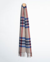 Szalik z wełny merino w kratę – górskie jezioro