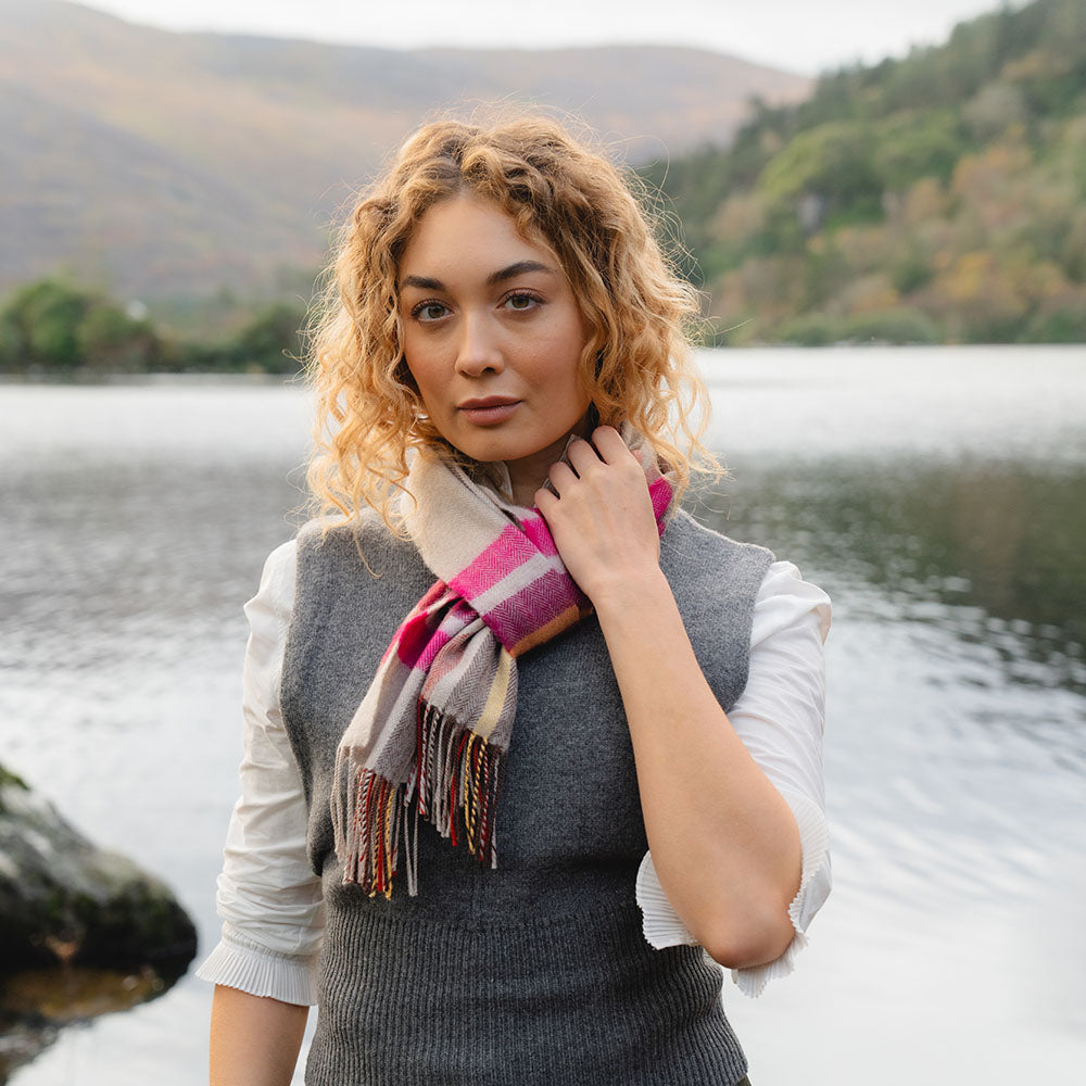Szalik z wełny merino – irlandzki zachód słońca