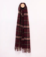 bordowy szalik z wełny jagnięcej Maroon Black Check