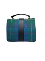 Torebka Fiona z Tweedu i eko skóry w niebiesko-zieloną kratkę