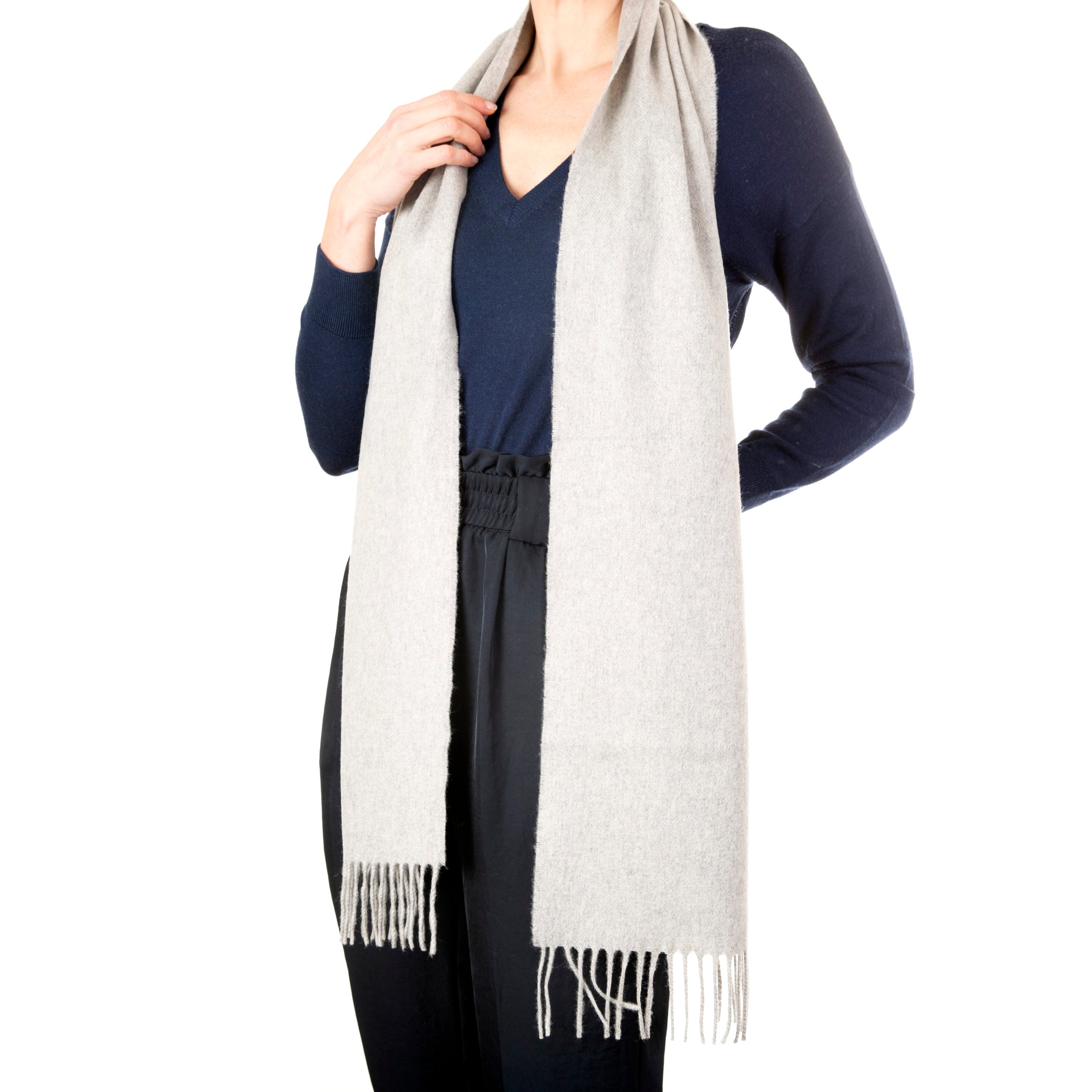 Szalik kaszmirowy jednobarwny jasno szary