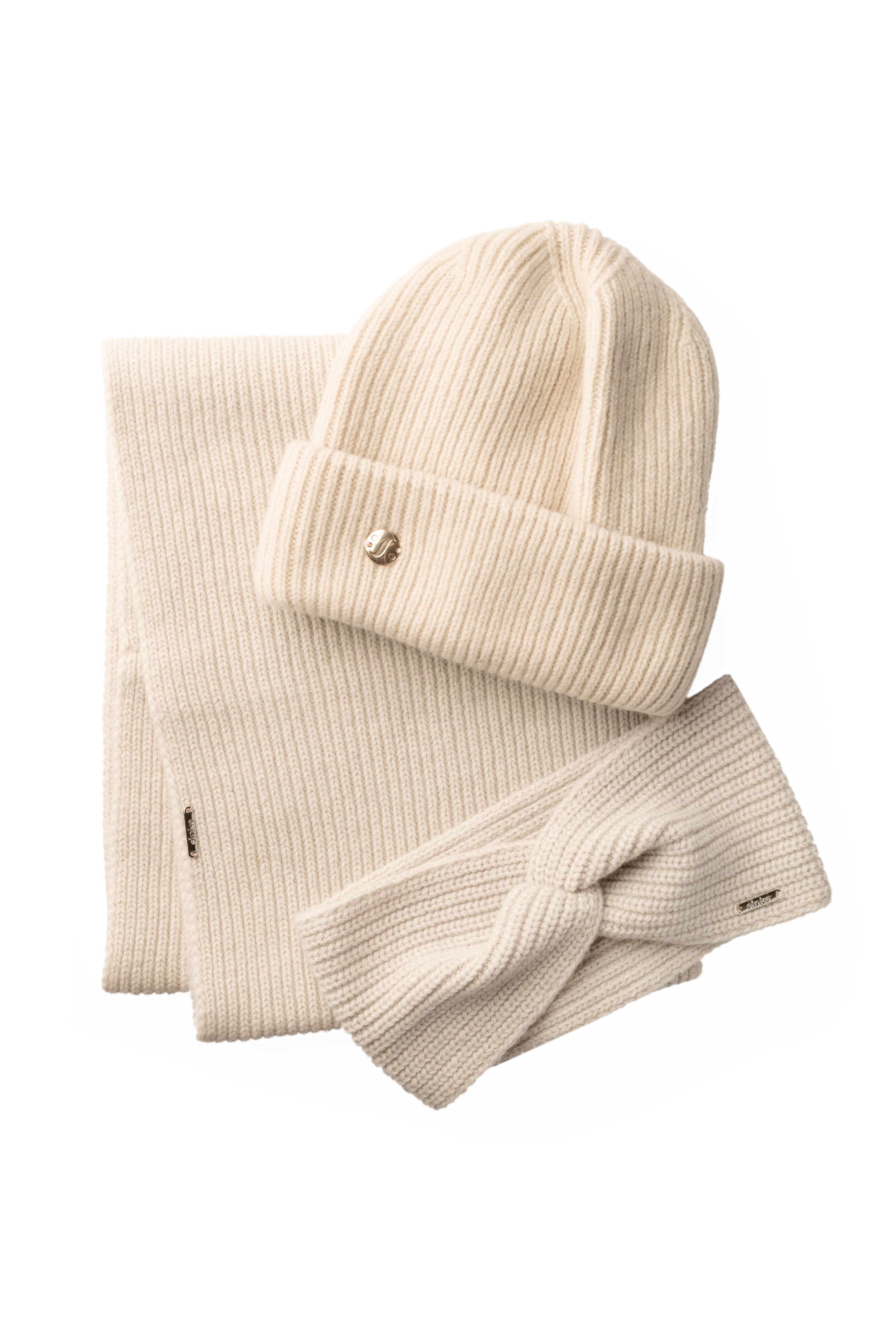 Komin z wełny merino i kaszmiru - beżowy