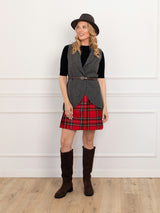 Krótka wełniana spódnica typu kilt w kratę – tartan Royal Stewart