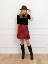 Krótka wełniana spódnica typu kilt w kratę – tartan Royal Stewart
