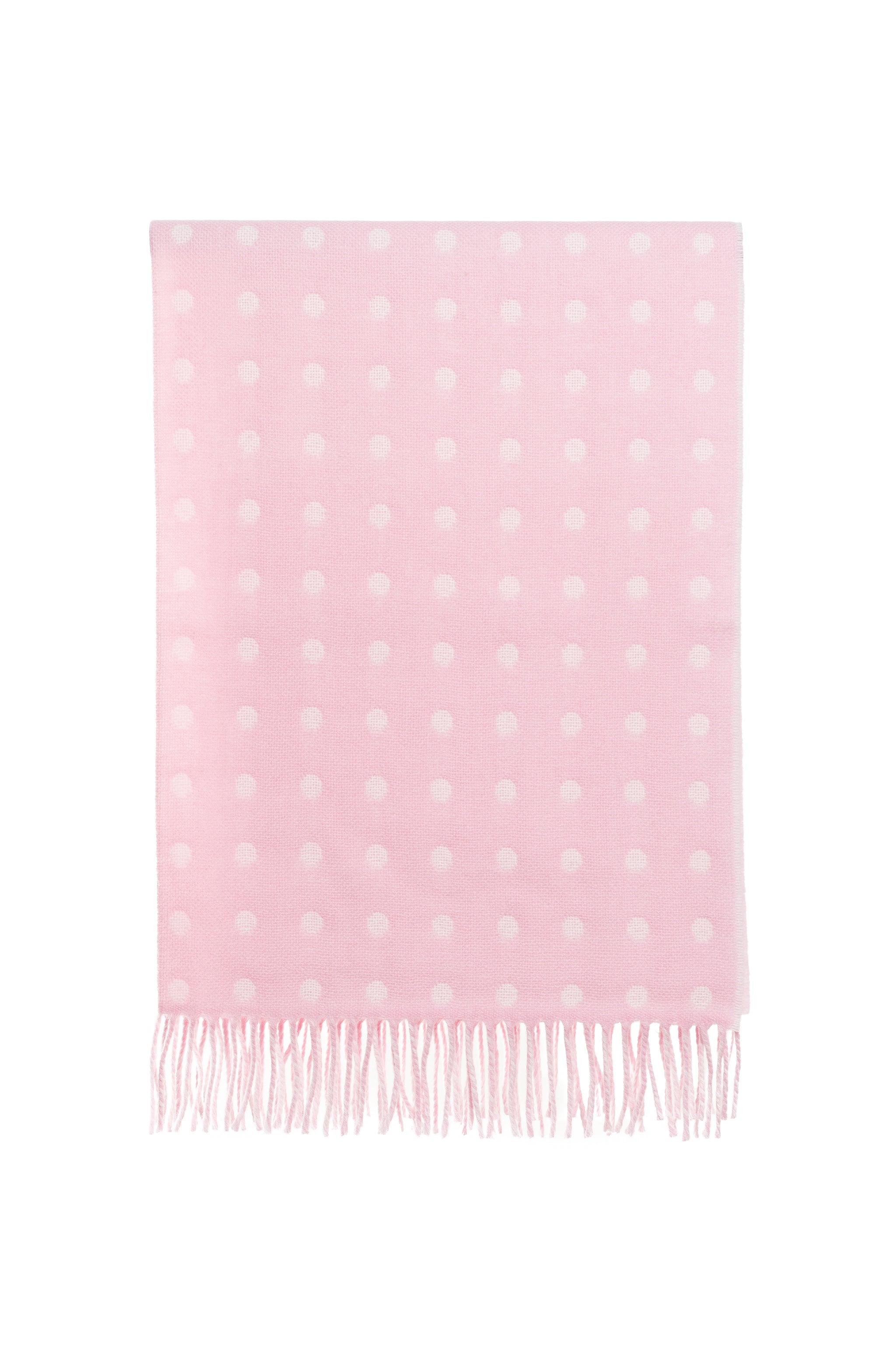 Dwustronny różowy kocyk dziecięcy z wełny jagnięcej w groszki