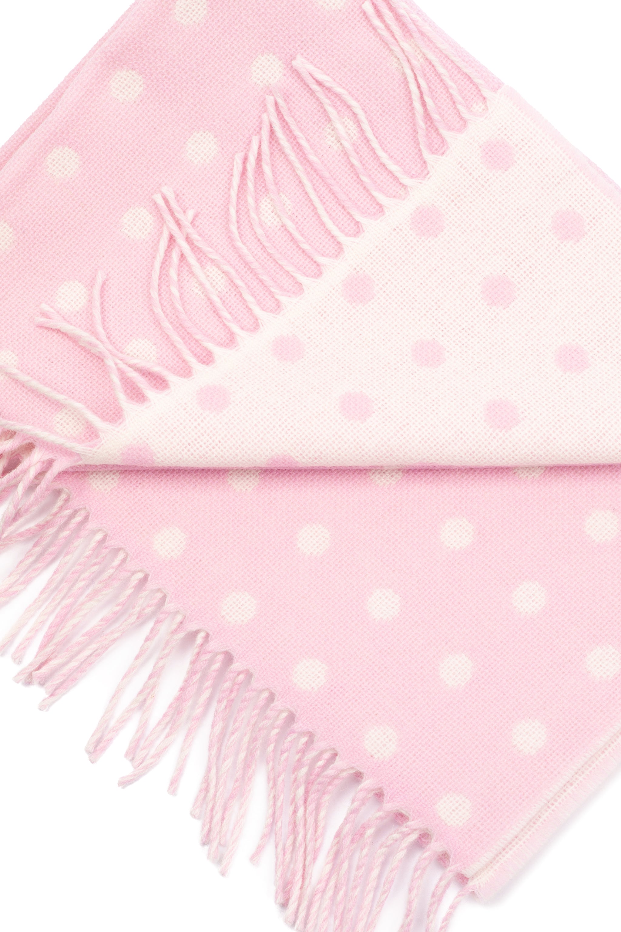 Dwustronny różowy kocyk dziecięcy z wełny jagnięcej w groszki