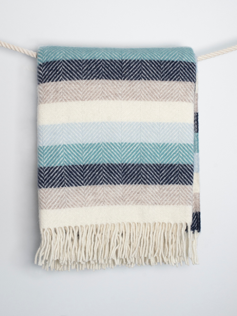 Koc wełniany w paski - egejska bryza