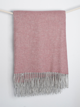 Dwustronny koc wełniany różowo-szary