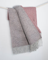 Dwustronny koc wełniany różowo-szary