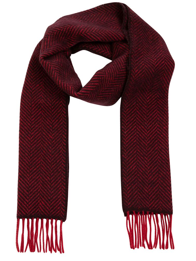 bordowy szalik w jodełkę unisex