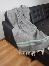 Koc wełniany w jodełkę Slate Ocean