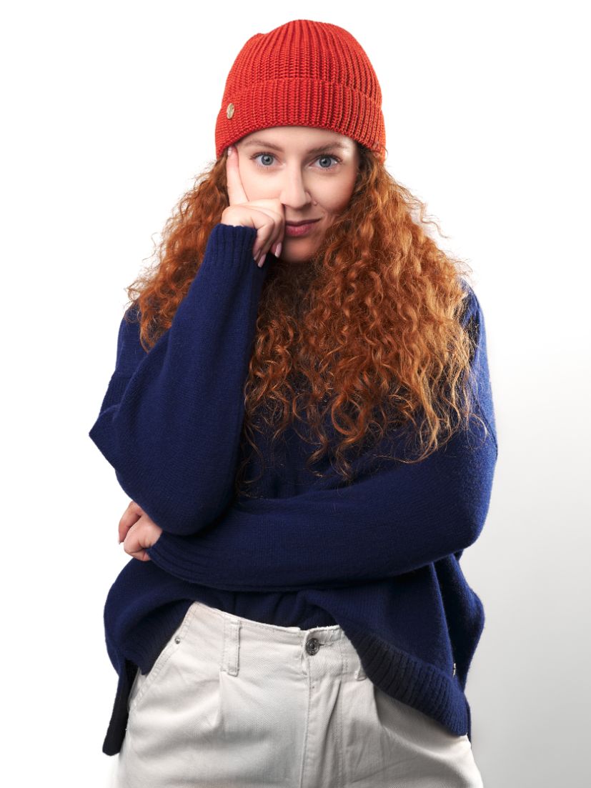 pomarańczowa beanie merino