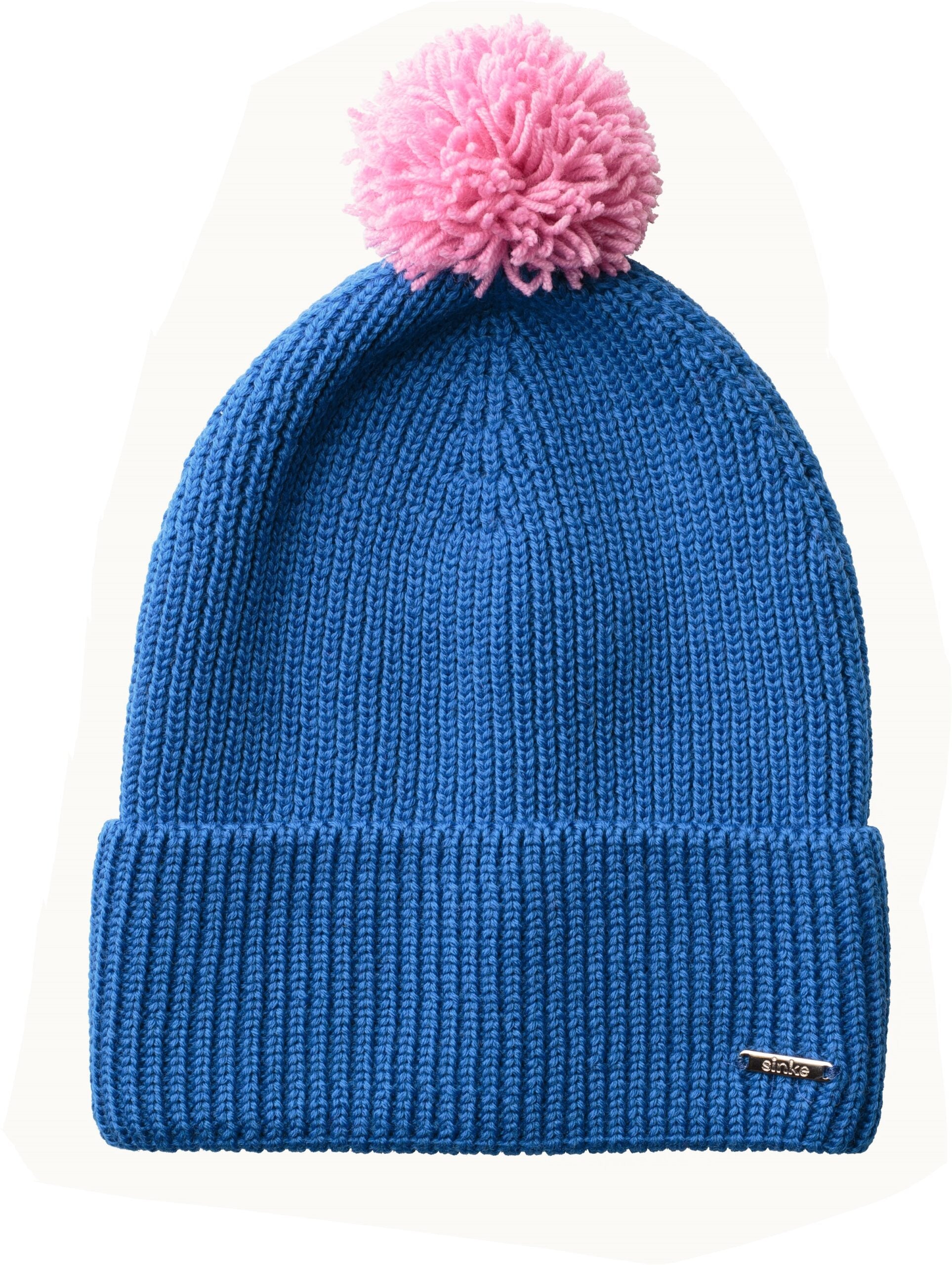 czapka dziecieca merino z pomponem rozowym