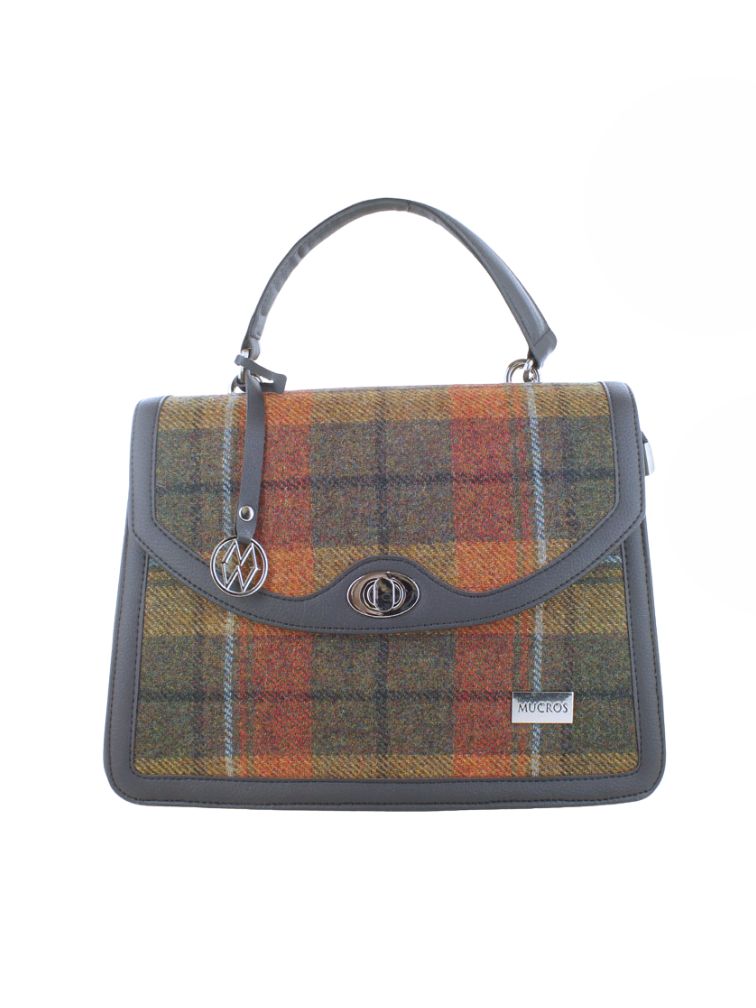 Torebka damska z Tweedu i eko skóry w kratkę podobną do Buchanan tartan