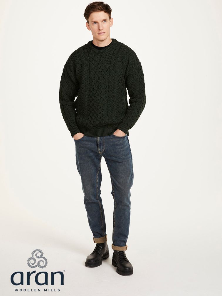 sweter unisex zielony z wełny merino